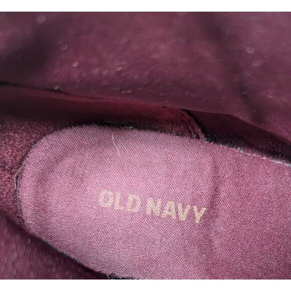 Old Navy sz 9 Faux Suede Sz 9. 2.5" Stacked heel zippers Mid ankle boot Oxblood - Picture 6 of 11